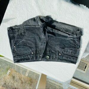 Mid rise black  denim jean shorts